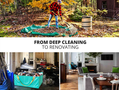Skywin TidyFriend dumpster bag in the yard for leaves and branches