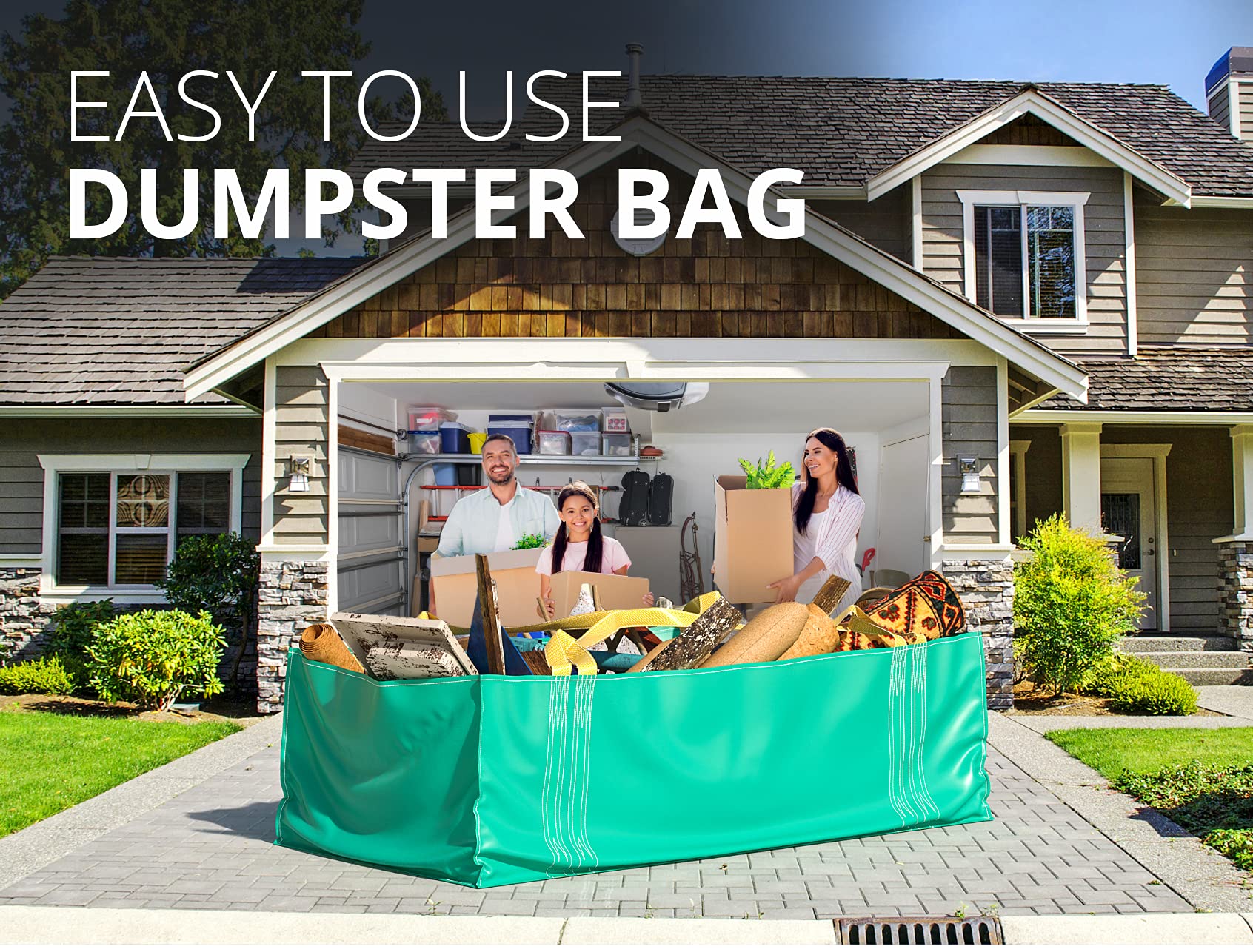 Skywin TidyFriend reusable yard bag carrying up to 3,500 lbs of waste