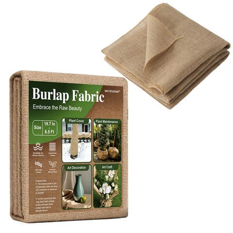 SKYZUOAN burlap fabric roll in natural color for versatile garden protection and DIY projects