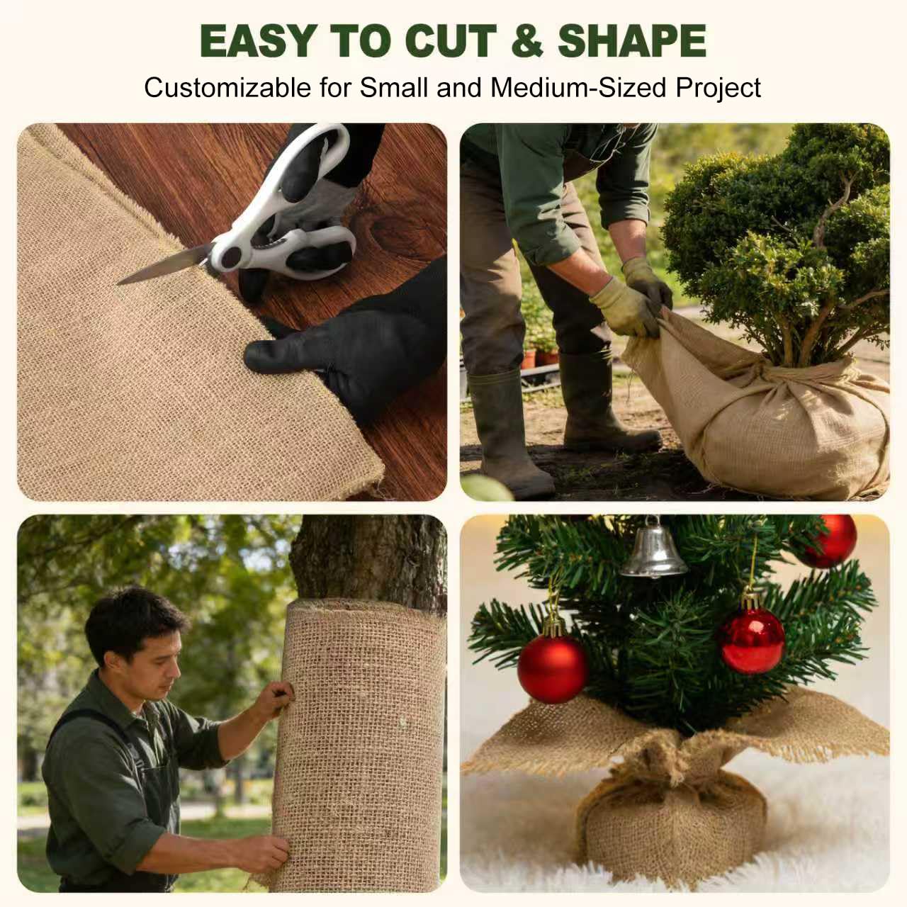 SKYZUOAN easy cut burlap enables quick wraps and custom garden covers