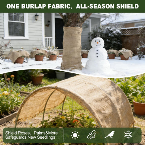 SKYZUOAN burlap helps deter birds while allowing natural airflow in garden settings