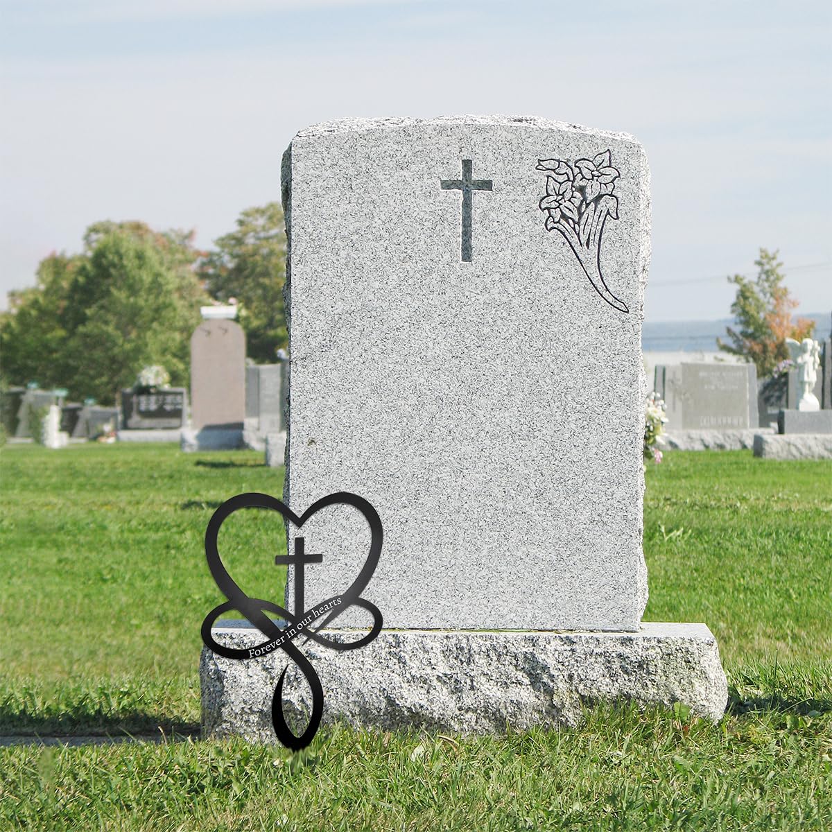 Slagindeco black stake for quick ground installation in yards or cemeteries.