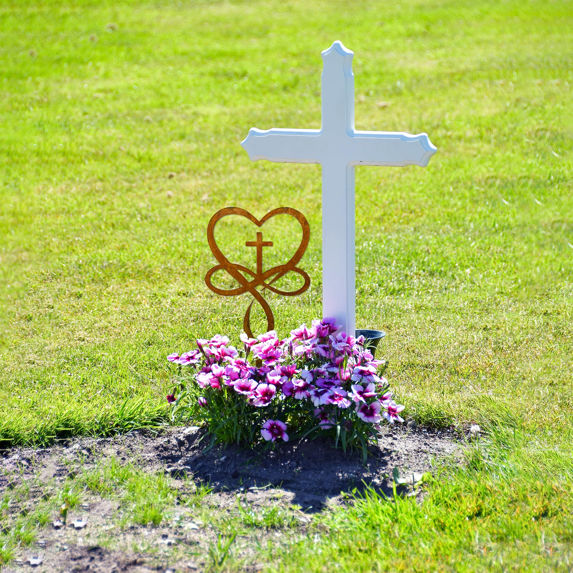 Infinity heart cross memorial marker from Slagindeco for a touching tribute