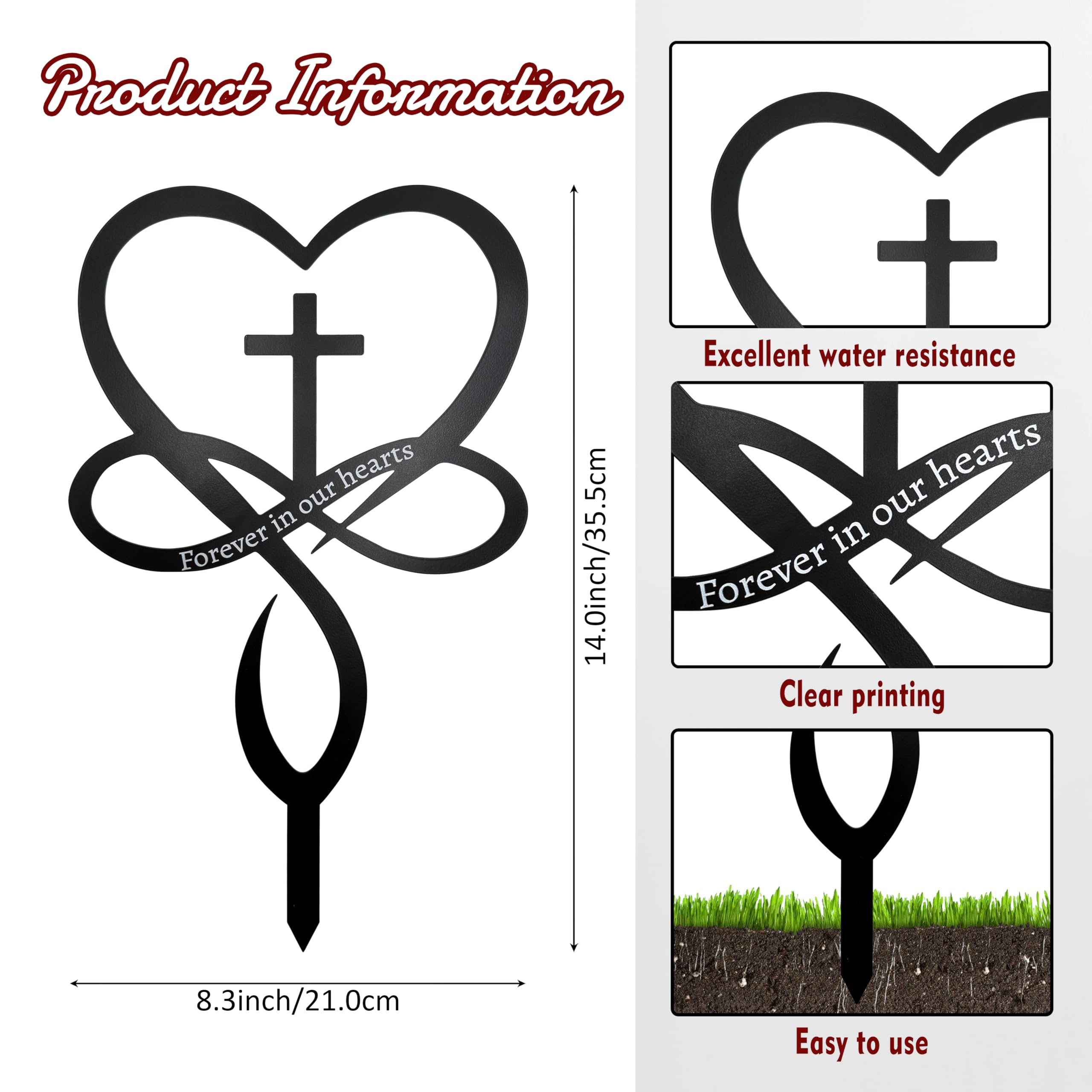 Slagindeco memorial stake Forever in Our Hearts marks gravesite with touching design.
