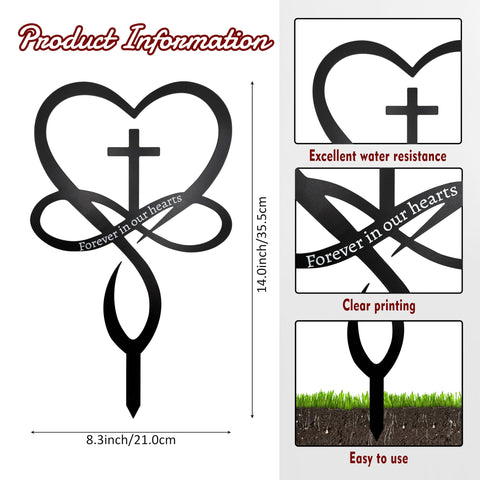Slagindeco memorial stake Forever in Our Hearts marks gravesite with touching design.
