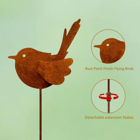 Slagindeco metal bird decor placed in a garden for rustic focal point.