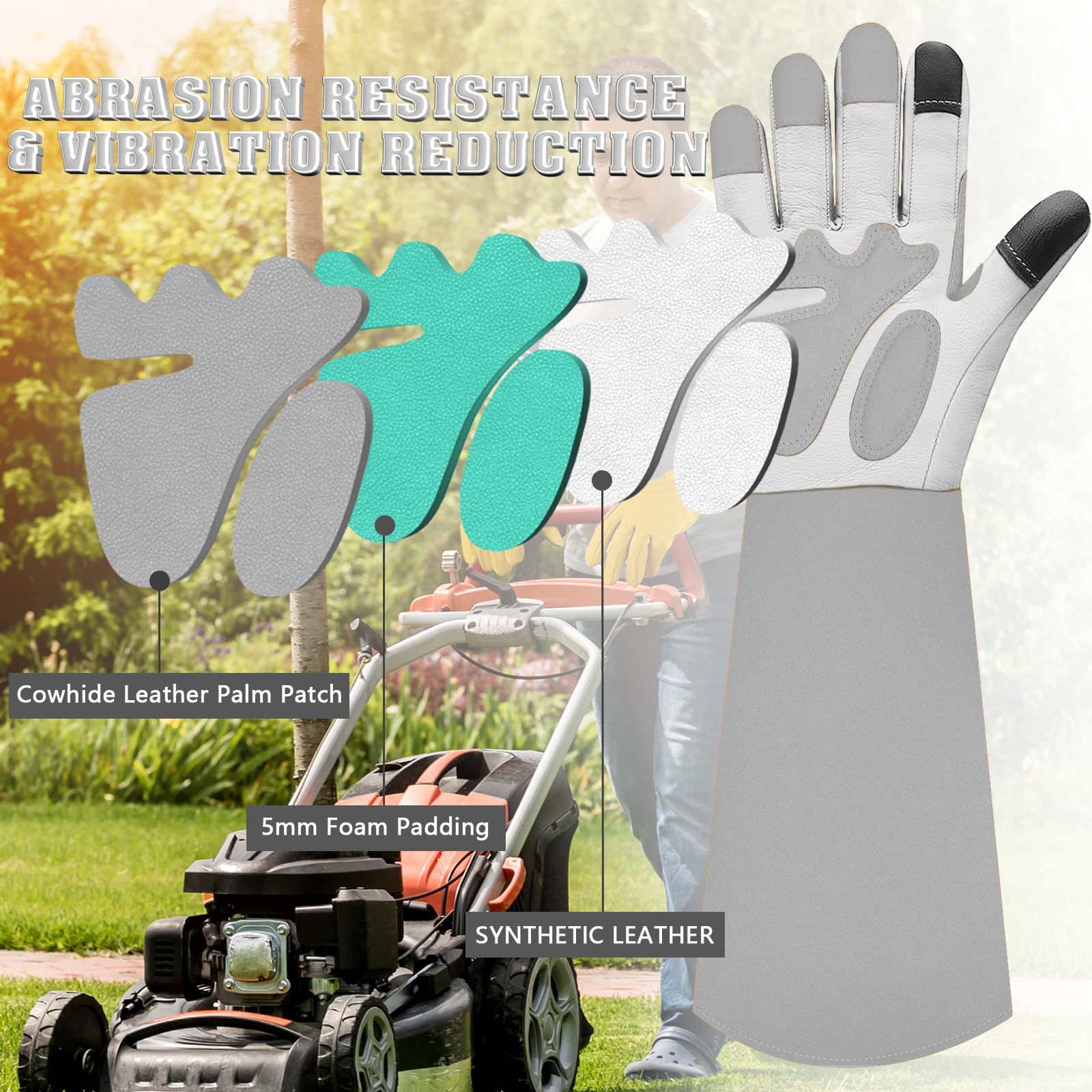 SLARMOR cowhide leather palm provides puncture resistance and dexterity