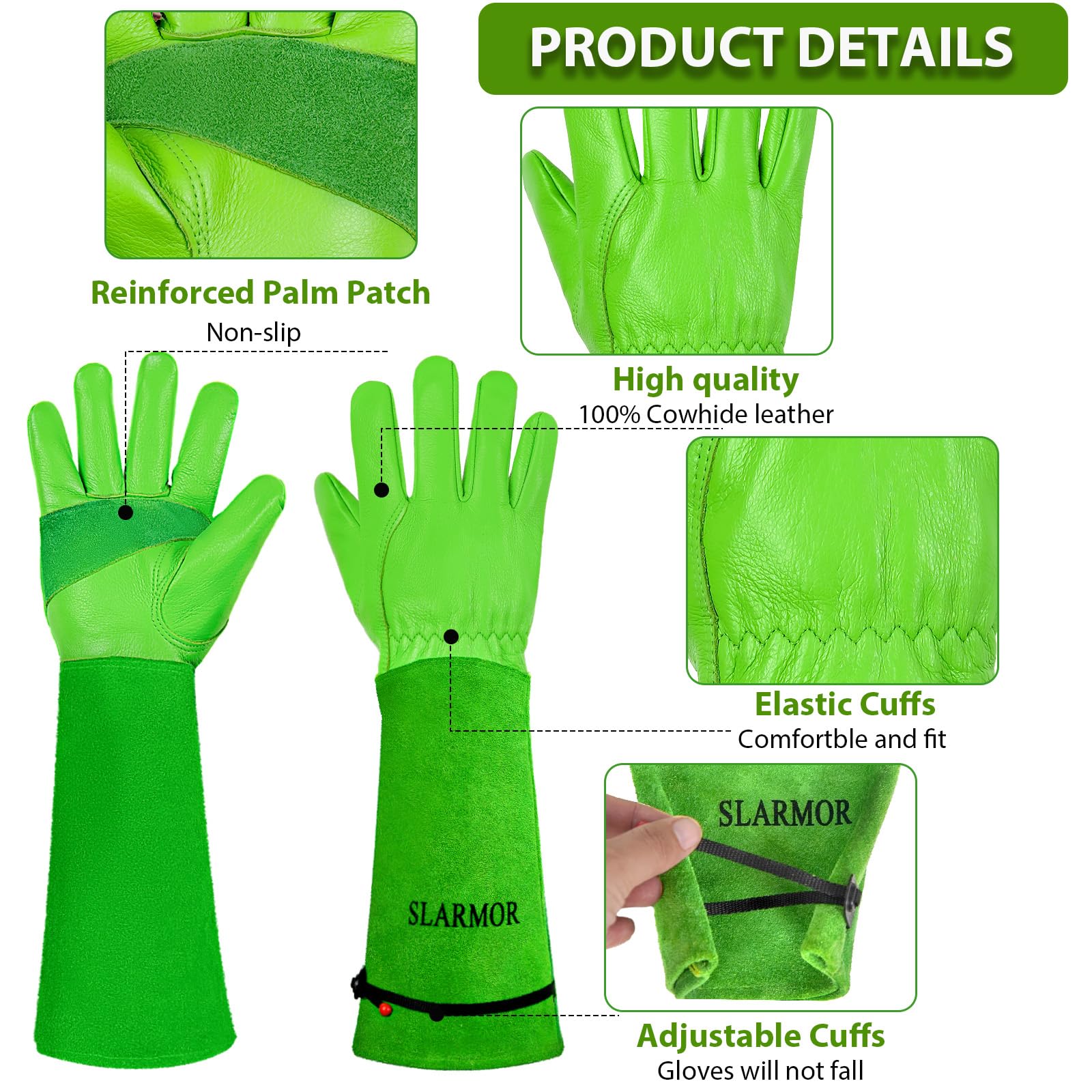 SLARMOR elbow-length gauntlet protects forearms during pruning tasks
