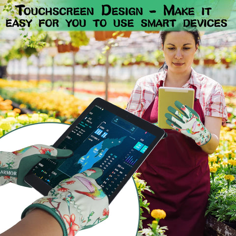 SLARMOR gloves featuring hummingbirds design on back for style and protection.