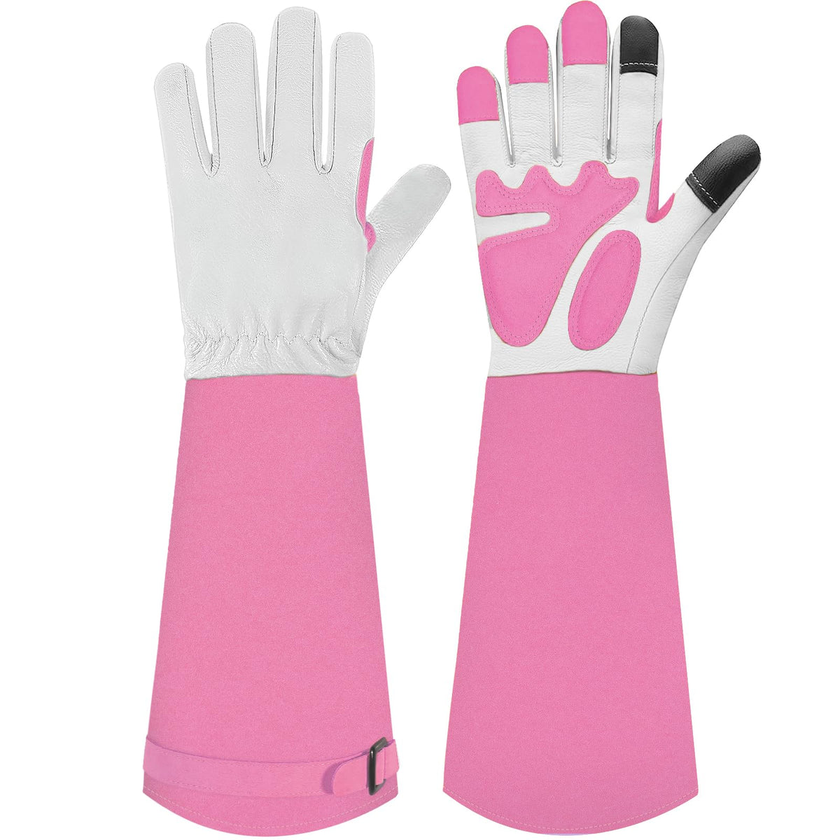 SLARMOR long gardening gloves with elbow gauntlet protecting forearms during pruning