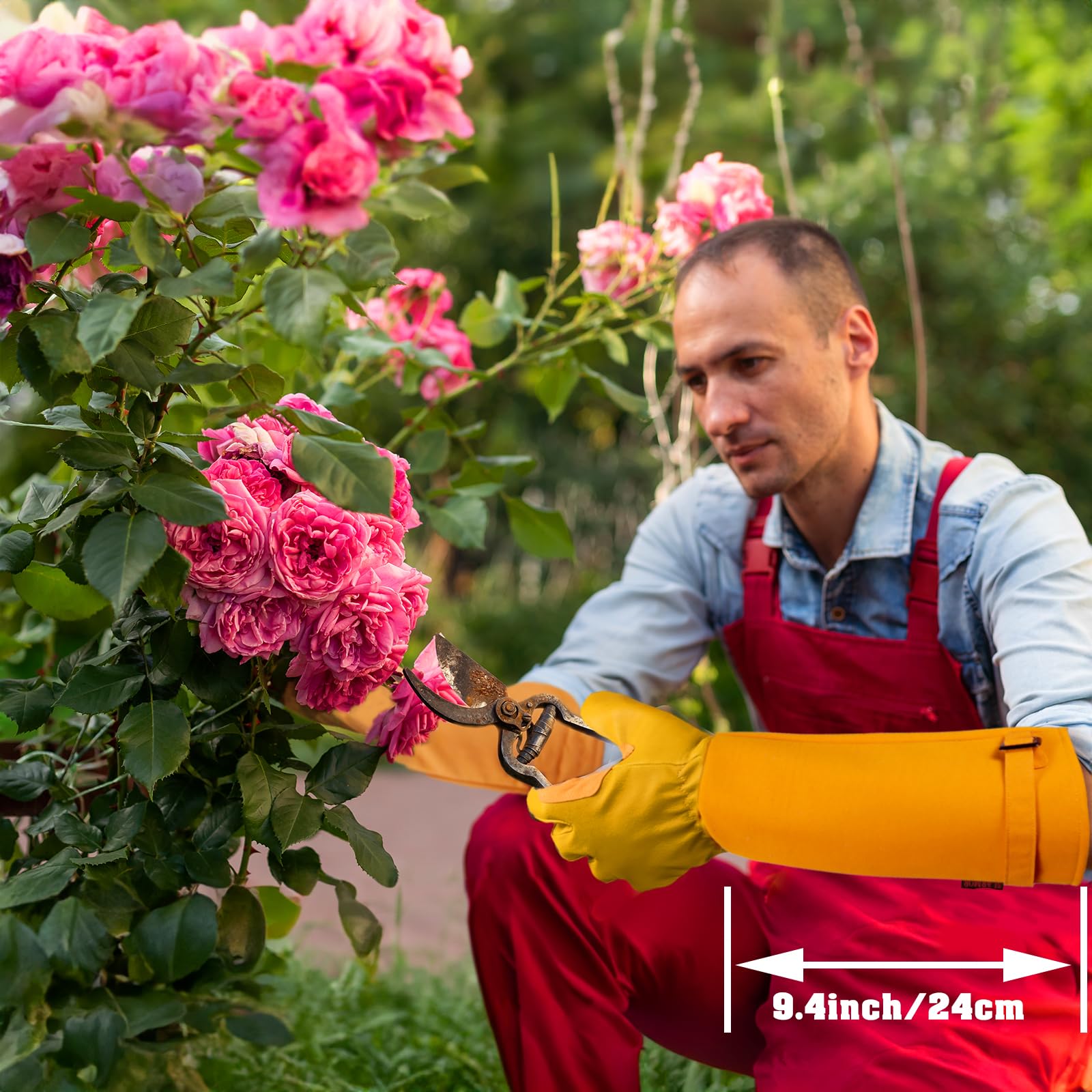 SLARMOR long gardening gloves ergonomic thumb for a secure grip