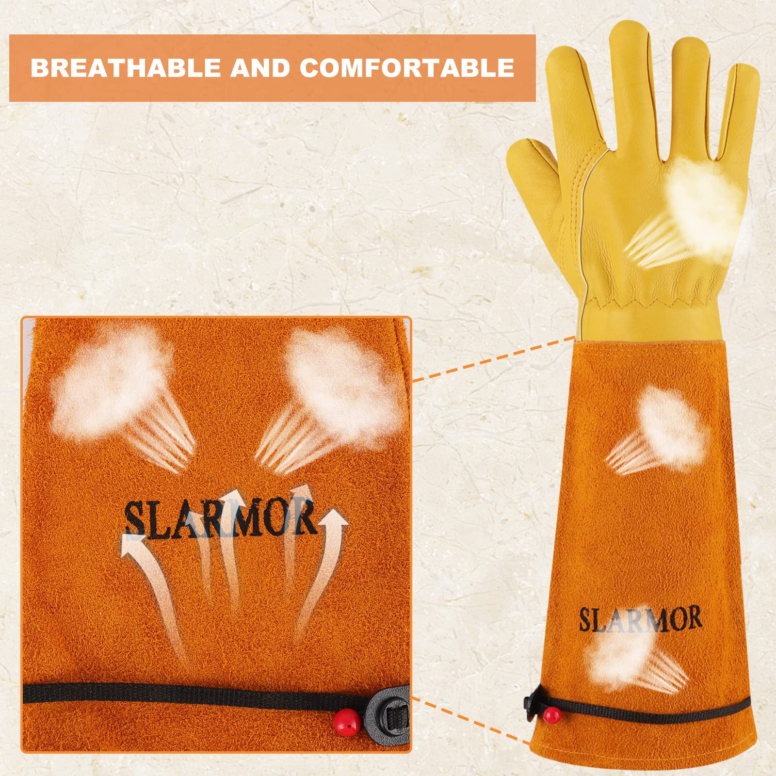 SLARMOR long gardening gloves featuring Gunn cut and Keystone thumb for comfortable grip