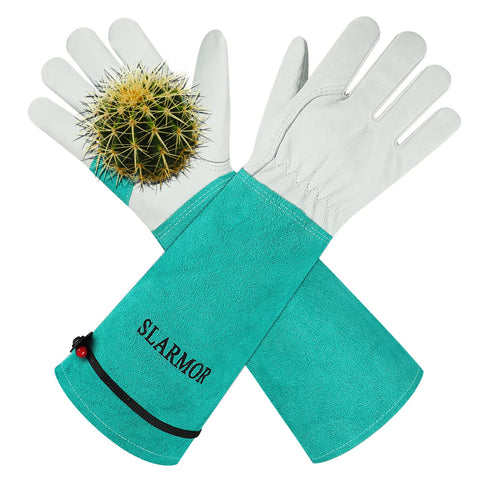 SLARMOR long gardening gloves for rose pruning protect hands.