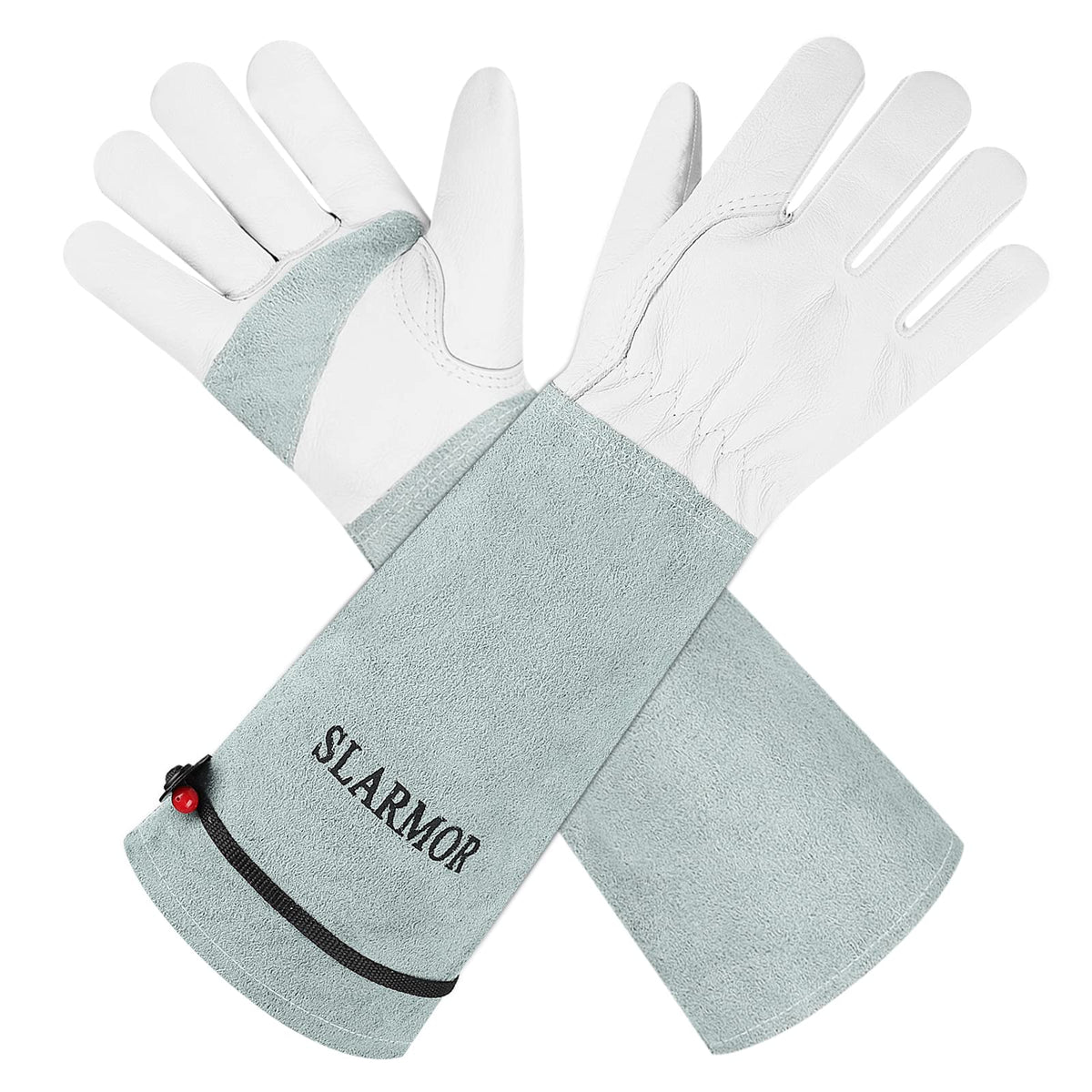 SLARMOR long gardening gloves shield thorns for rose pruning with comfort.
