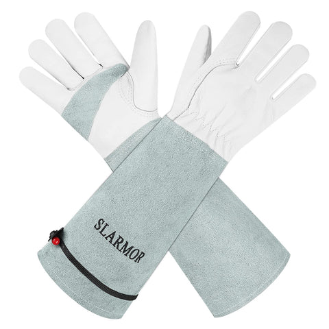 SLARMOR long gardening gloves shield thorns for rose pruning with comfort.