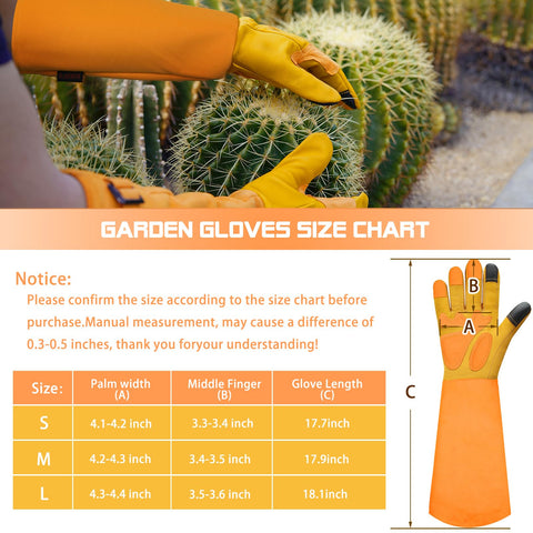 SLARMOR long gardening gloves with touchscreen design for phone use without removal