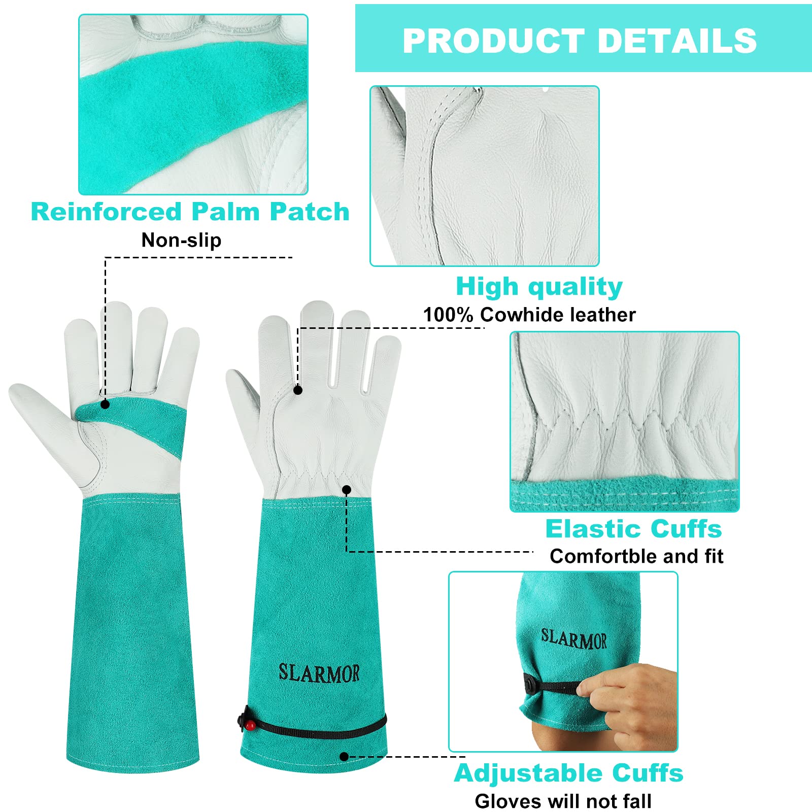 SLARMOR thorn-proof gloves with elbow-length gauntlet protect forearms.