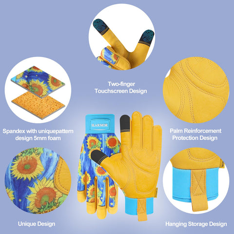 SLARMOR women's gardening gloves with a touch-screen compatible design.
