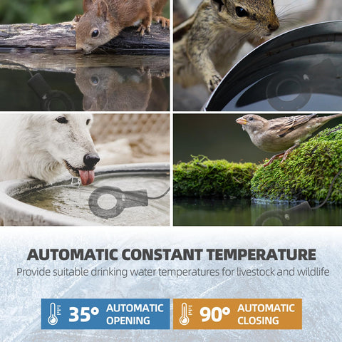 Thermostat-controlled Slashcool heater maintains safe water temperature automatically