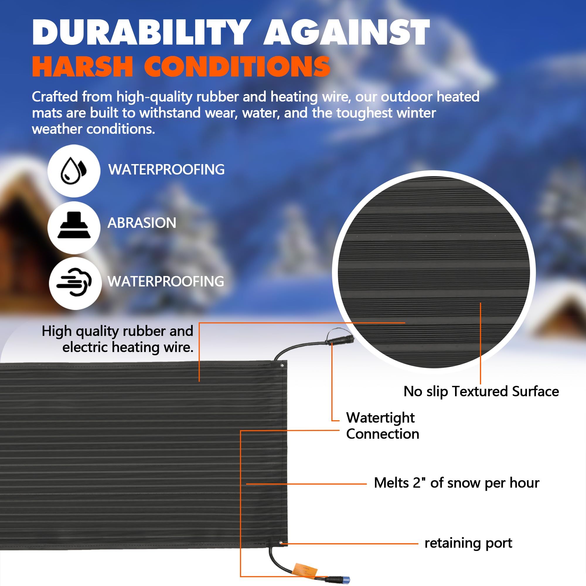 SLASHCOOL walkway mats with textured traction improve grip on icy surfaces.