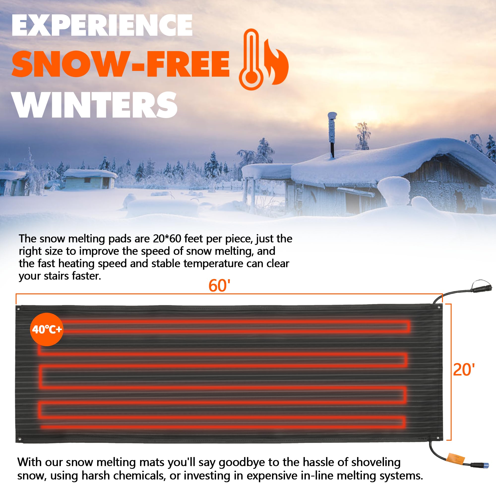 SLASHCOOL walkway mats in action deliver rapid heat to melt snow near doors.