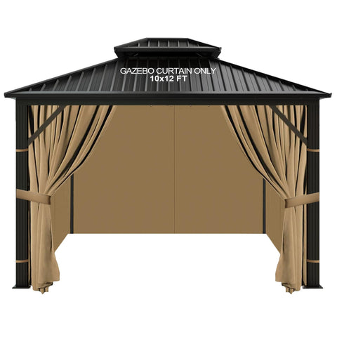 Slashome gazebo curtains 10x12 outdoor waterproof khaki for durable outdoor shade