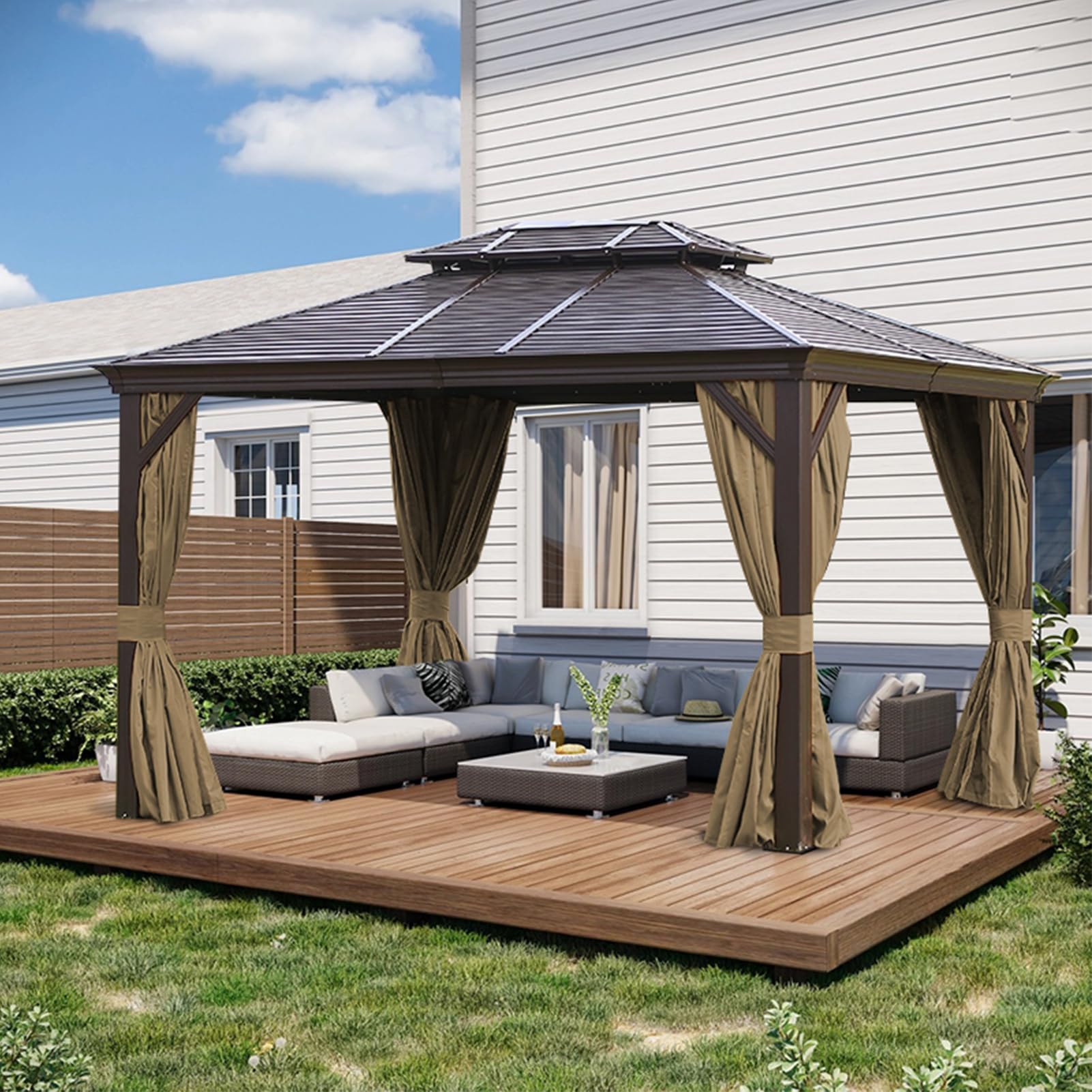 Slashome gazebo curtains sidewalls with zip for secure weather protection and privacy