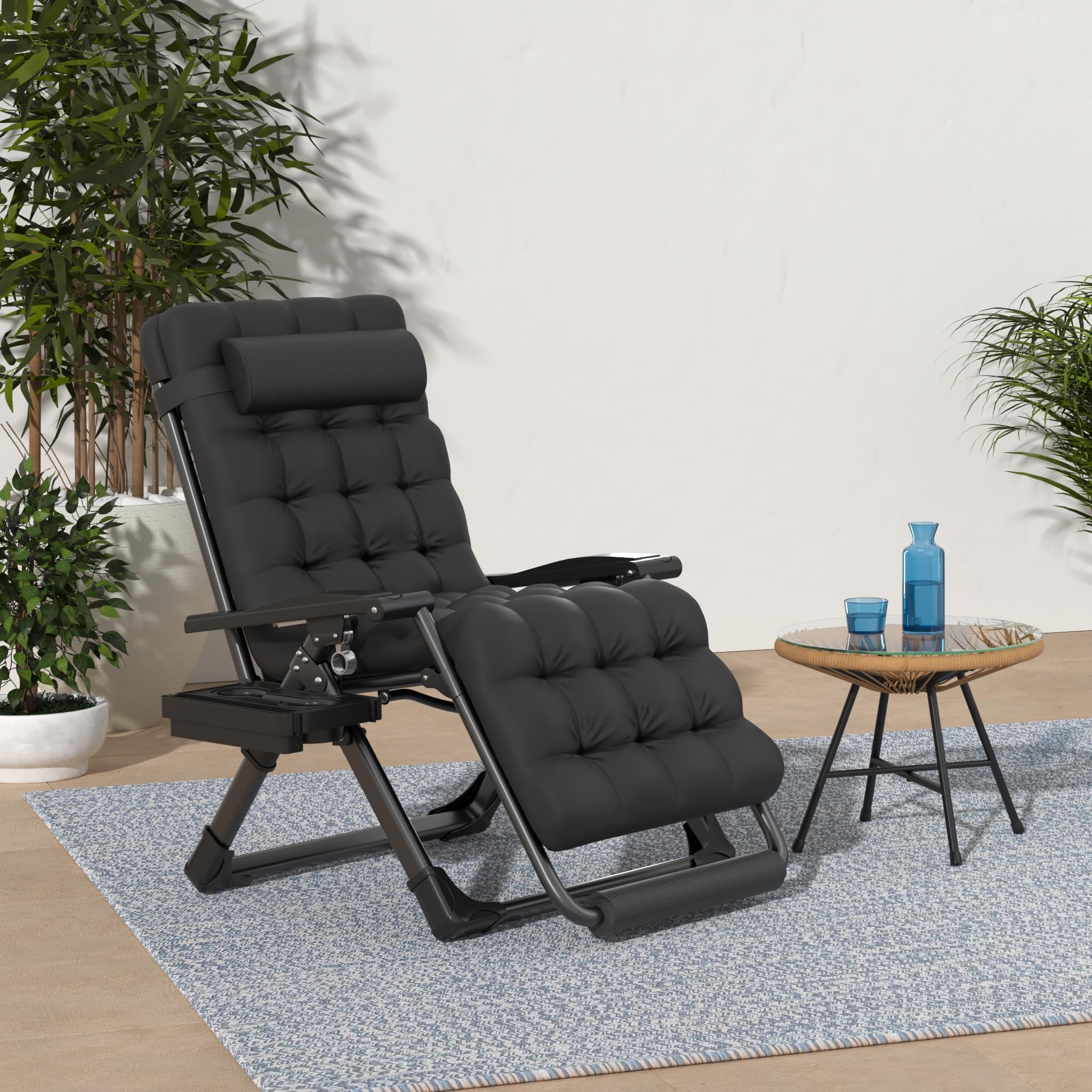 Slendor XXL outdoor recliner shown reclined for relaxed backyard seating.