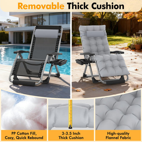 Slendor Zero Gravity Chair XL headrest and footrest for full support