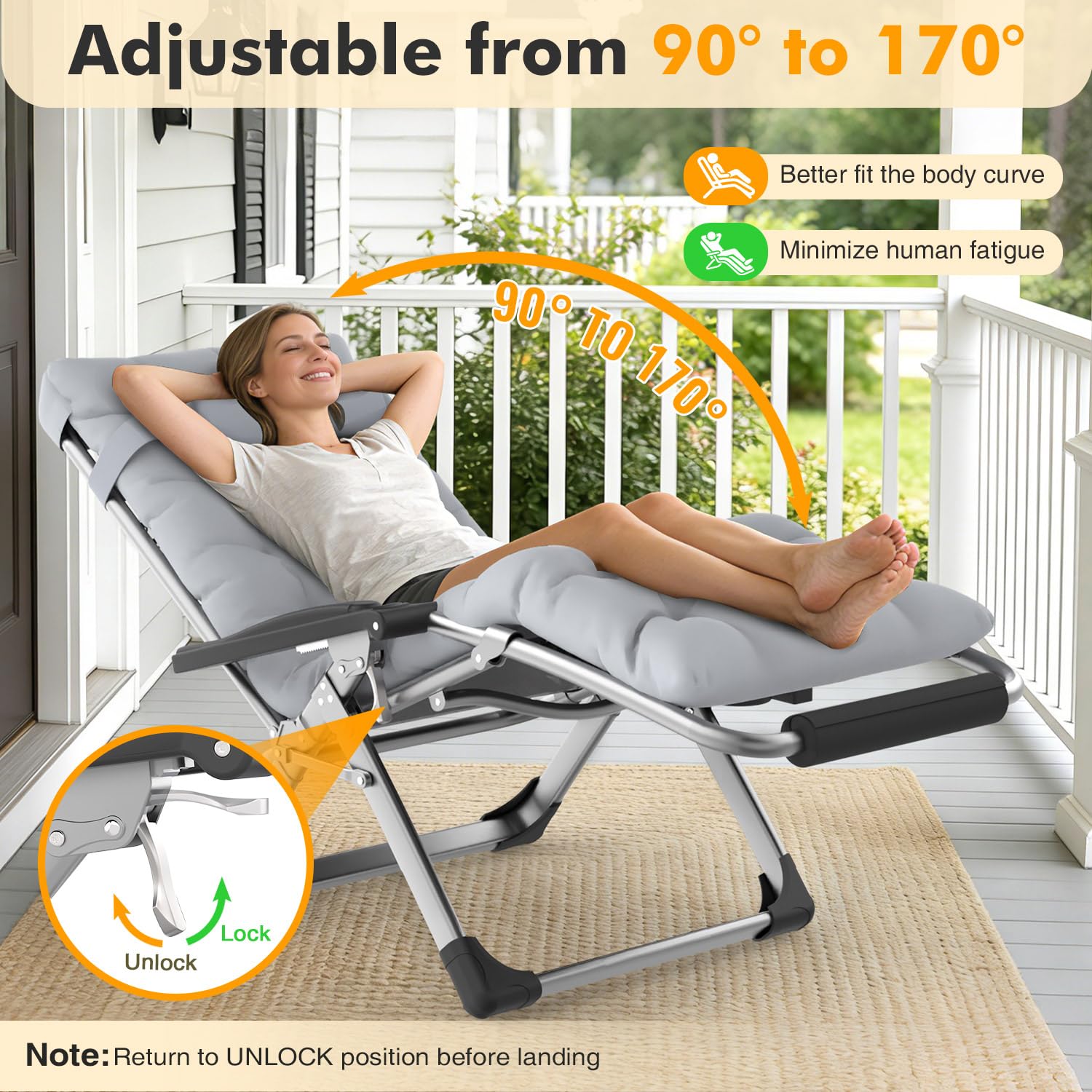 Slendor Zero Gravity Chair XL triangular frame adds stability
