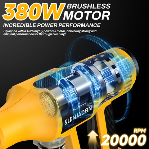 SLENJADFIN 6-in-1 nozzle demonstrated for versatile cleaning modes.