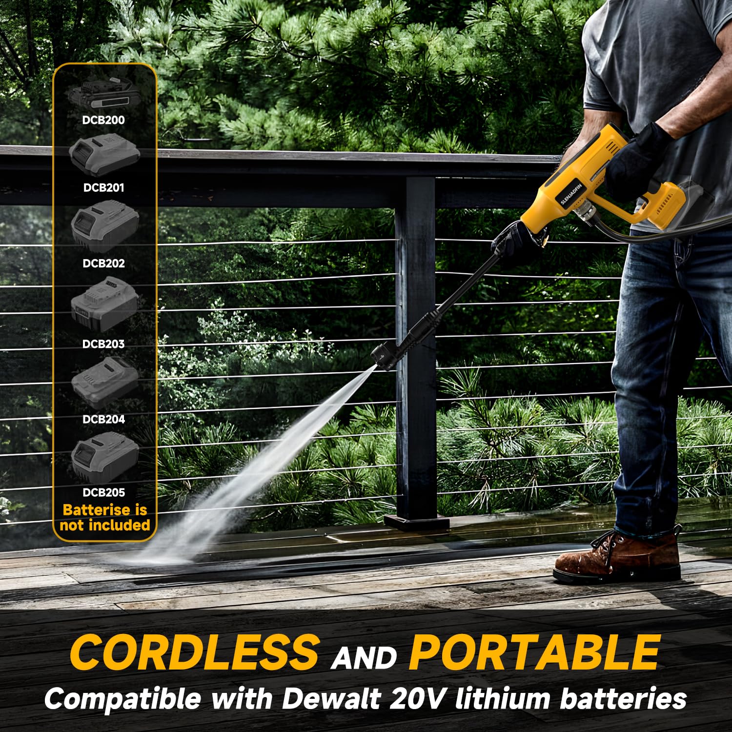 SLENJADFIN compatible with DeWalt 20V battery for convenient power.