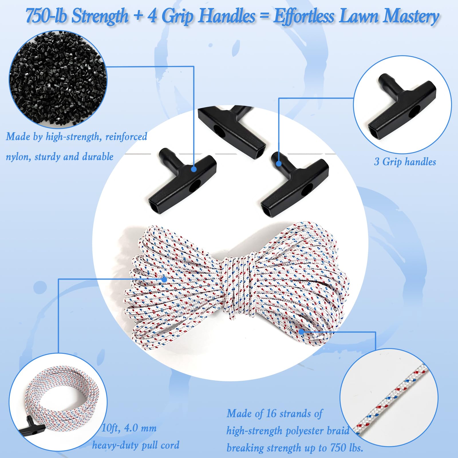 Ergonomic handle provides comfortable grip for easy pulling