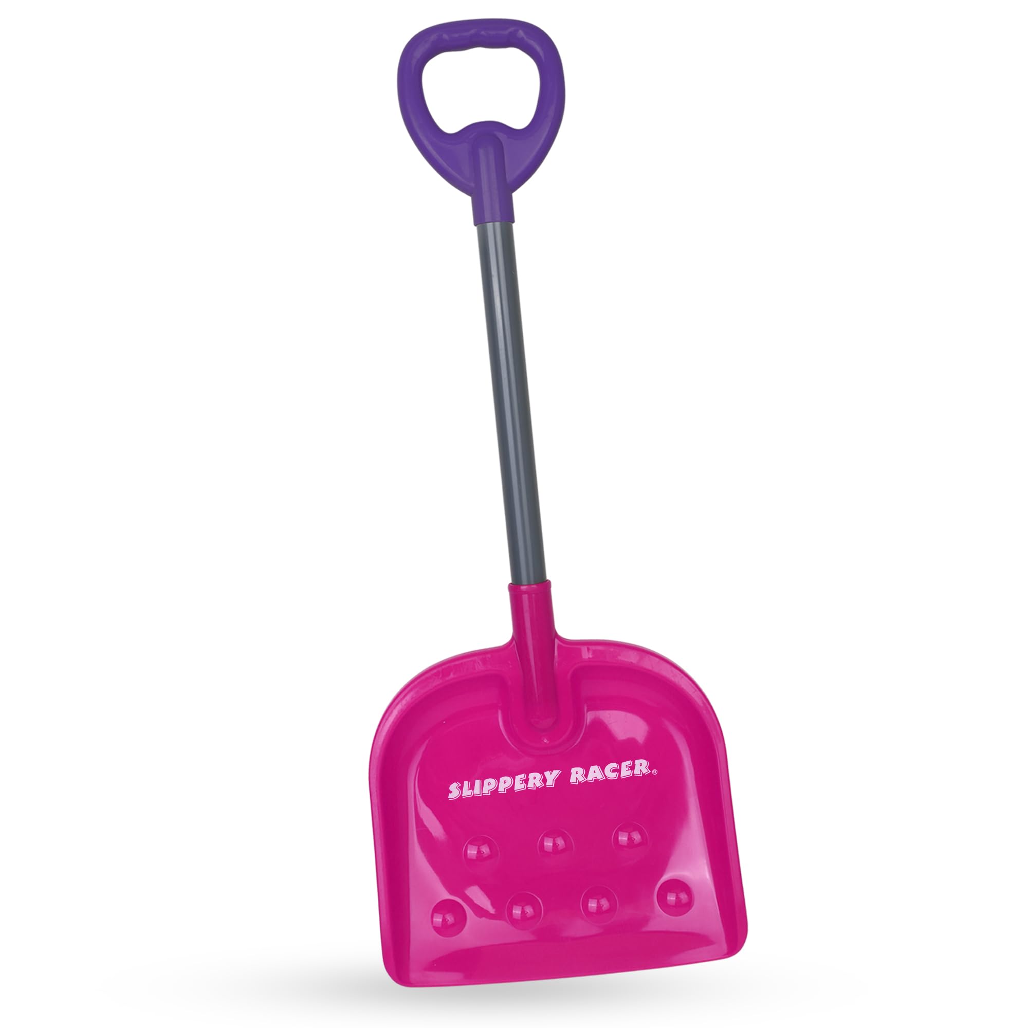 Slippery Racer kids snow shovel in pink purple with easy-grip handle for outdoor play
