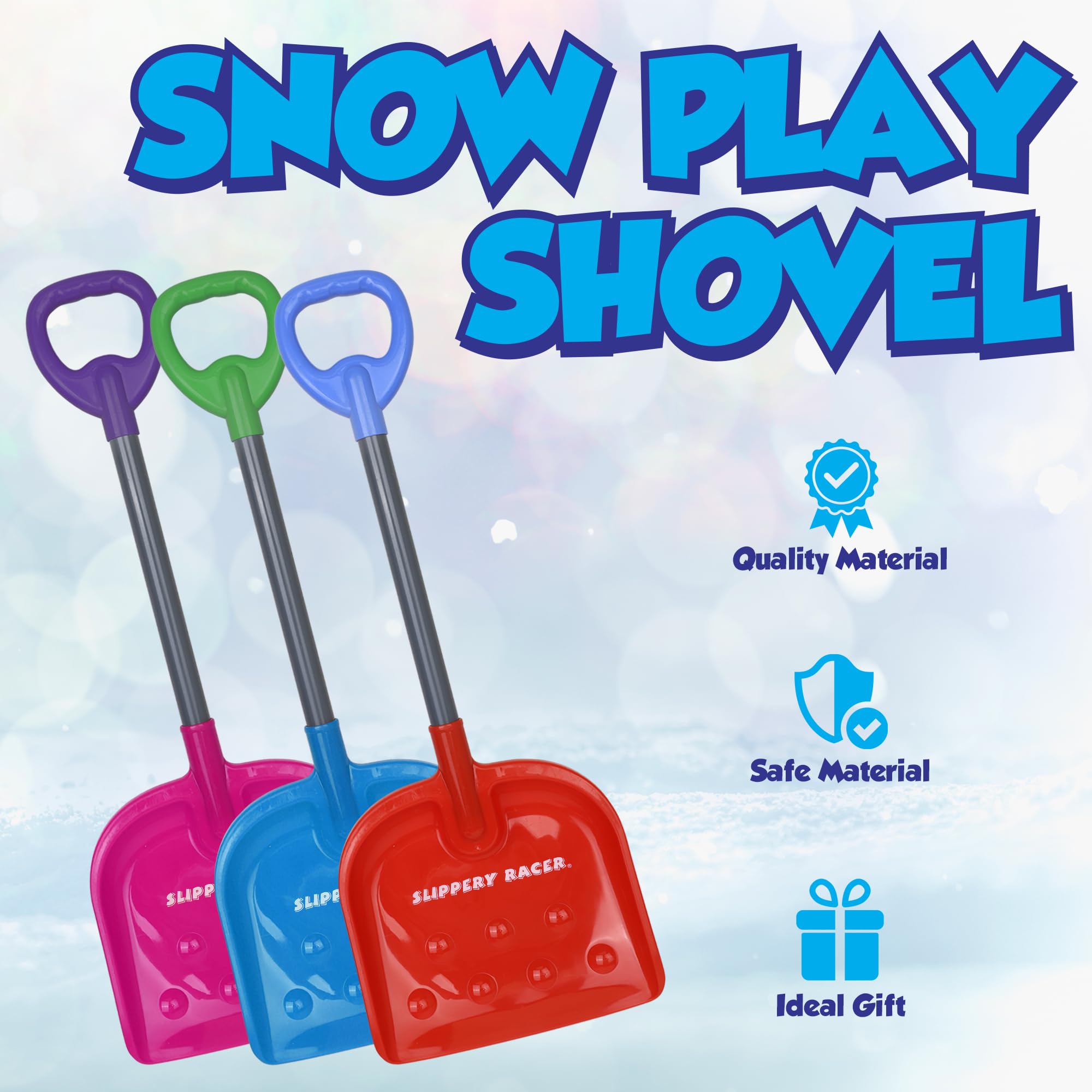Slippery Racer kids snow shovel suitable for ages 3 and up