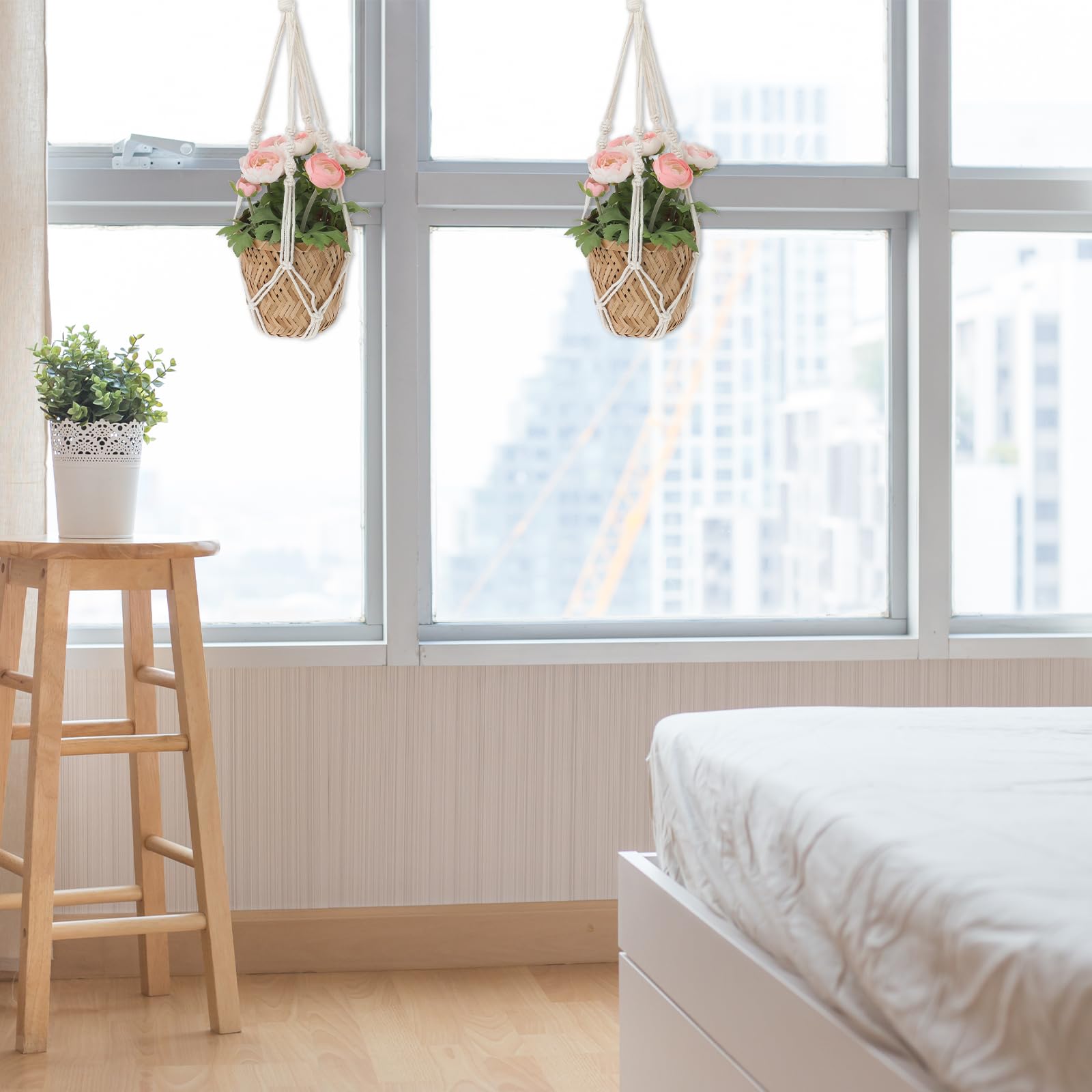 Sliverdew hand-knotted macrame design adds texture and charm