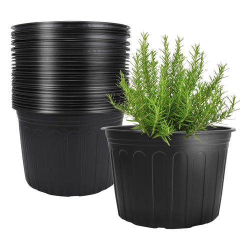 SLMKHHU 30-pack 5-gallon nursery pots with drainage holes for seedling growth.