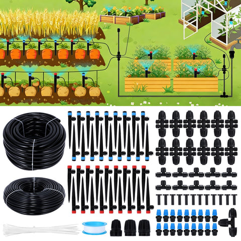 SLMKHHU 300ft drip kit overview with efficient watering and easy setup