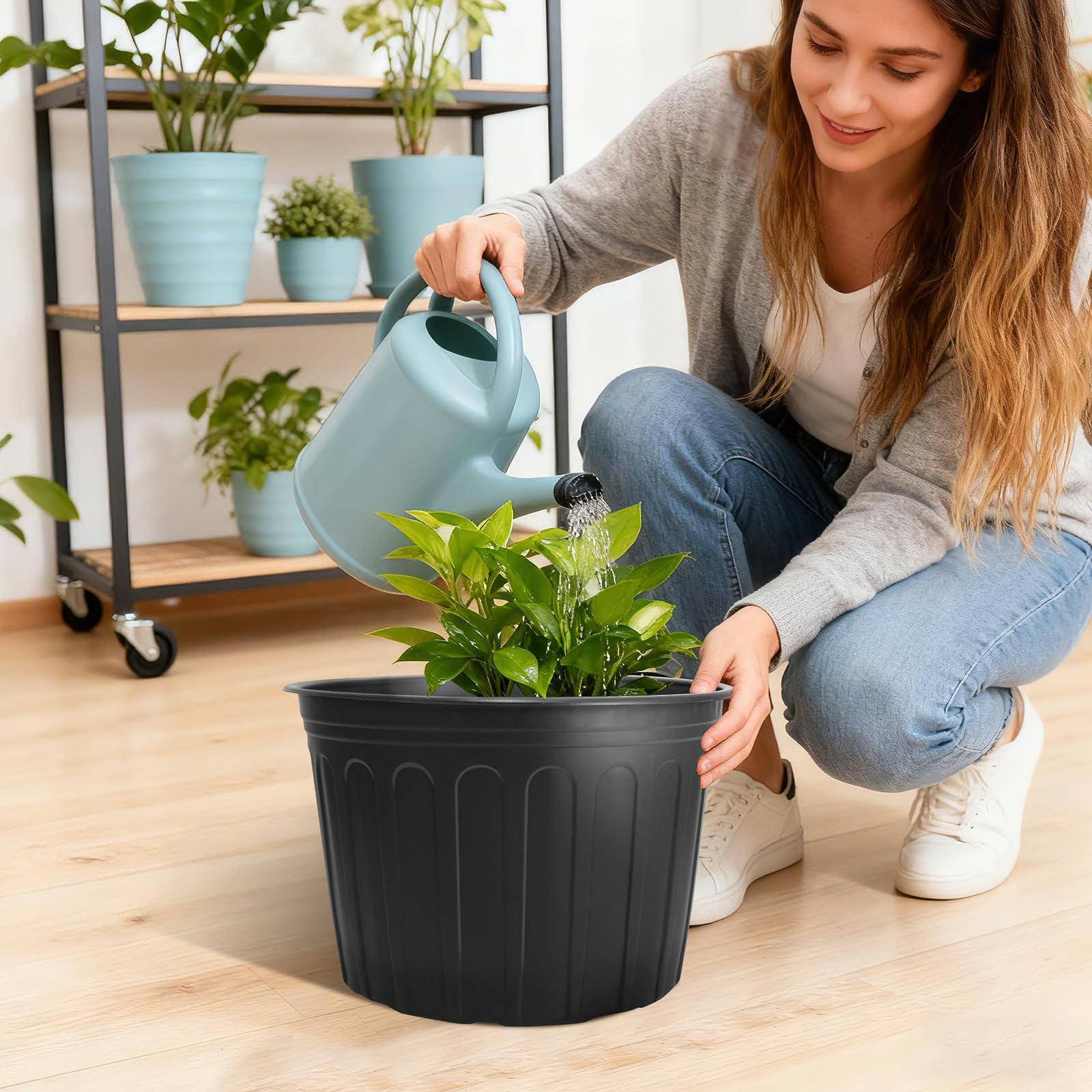 SLMKHHU indoor-outdoor plant pots ideal for shelves, patios, and gardens.