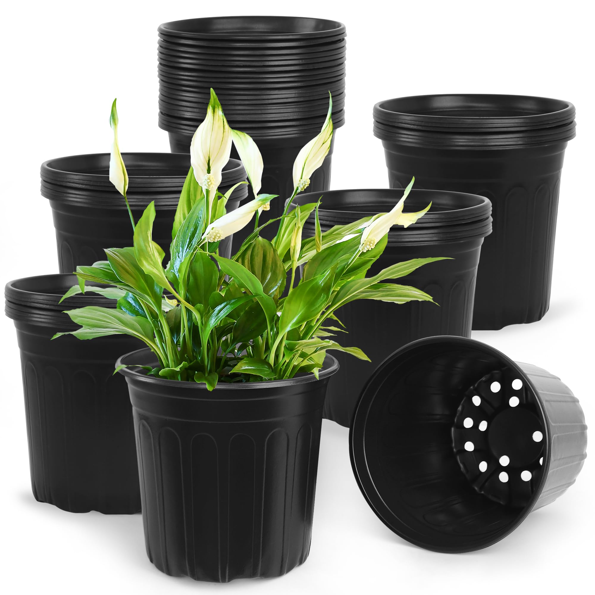 SLMKHHU 50-pack 2 gallon nursery pots for seedling growth and easy transplanting.