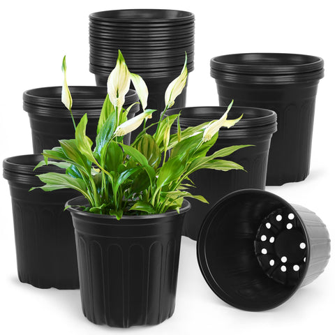 SLMKHHU 50-pack 2 gallon nursery pots for seedling growth and easy transplanting.