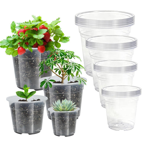 SLMKHHU clear 4 inch nursery pot for easy moisture monitoring and seedling growth.