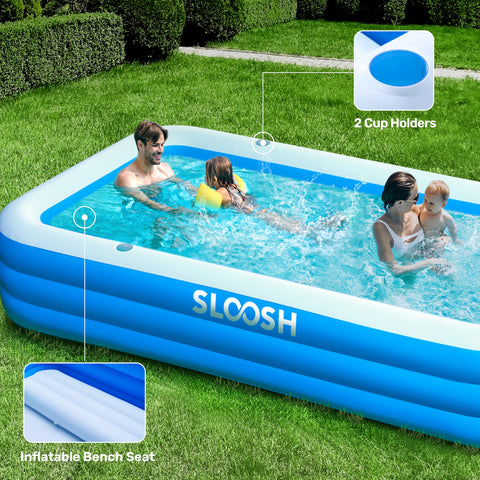 Sloosh family-size pool accommodating four adults and three kids
