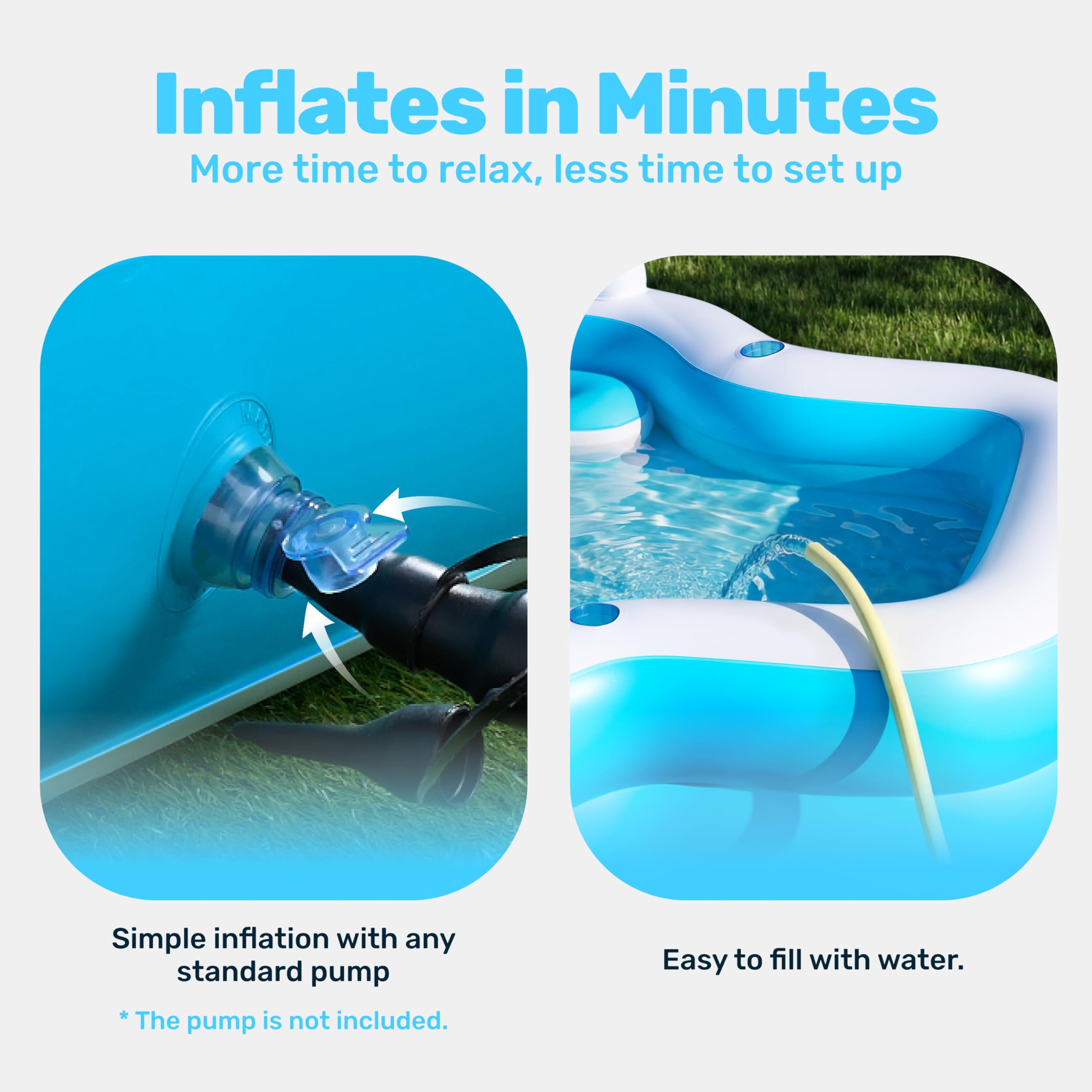 Sloosh inflatable pool 120x101x26 dimensions help plan backyard layouts.