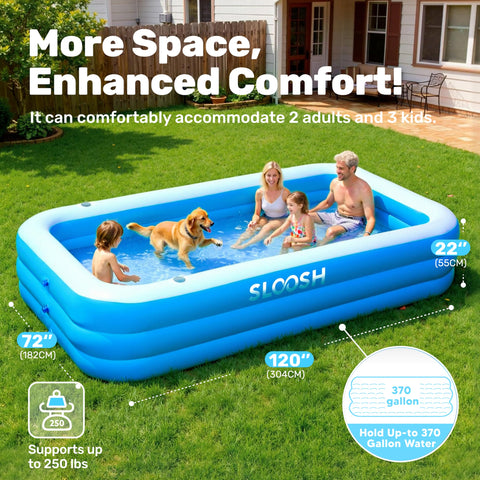 Sloosh pool with UV protection to resist sun fade
