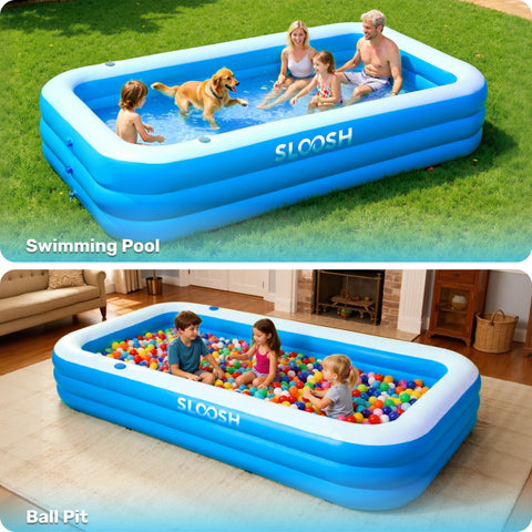 Sloosh pool highlighting three air chambers for stability