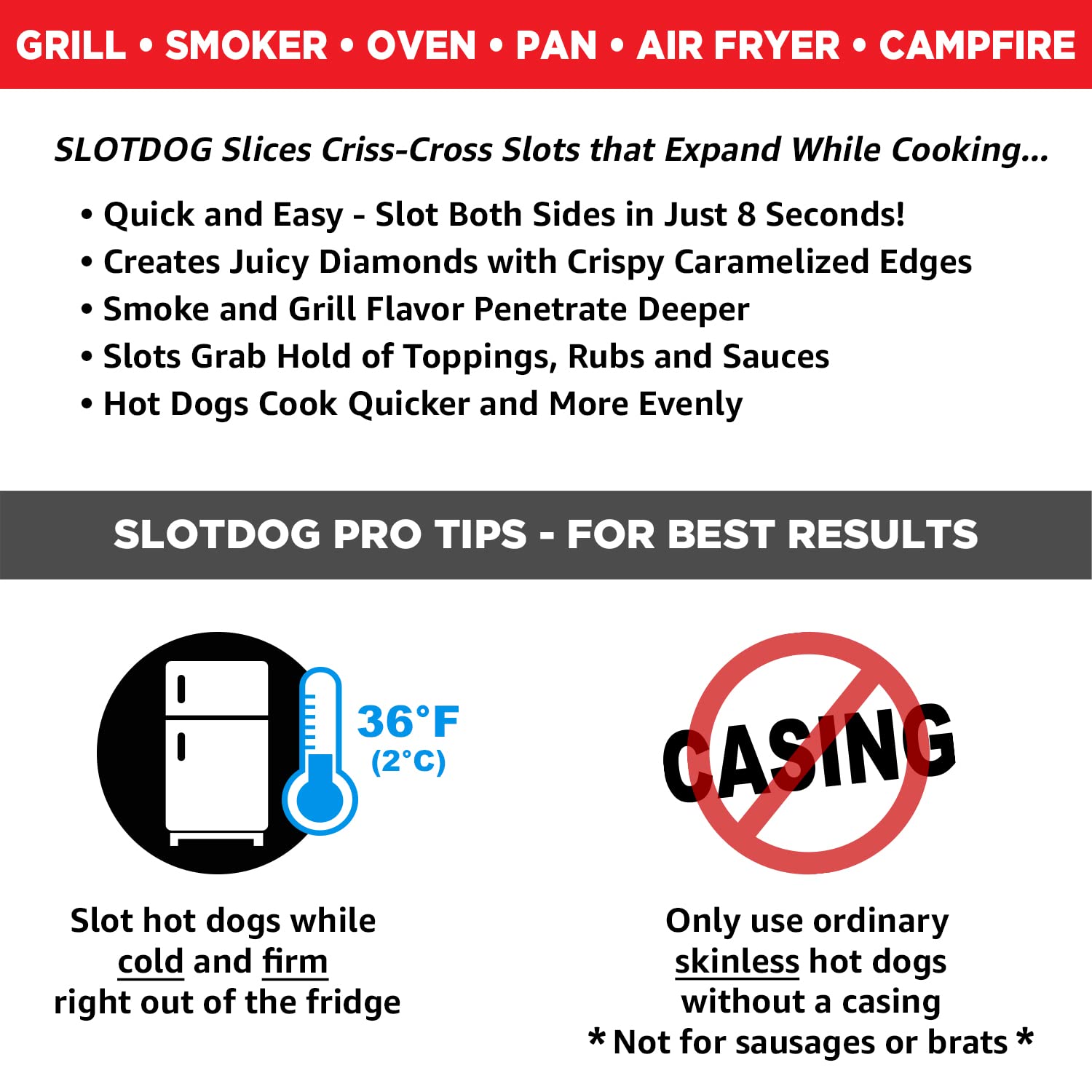 SLOTDOG grill-ready setup emphasizes deeper flavor penetration.