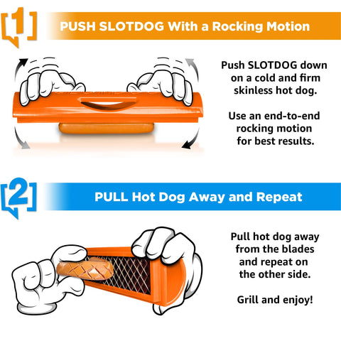 SLOTDOG stainless blades slice evenly for bold flavor infusion during cooking.