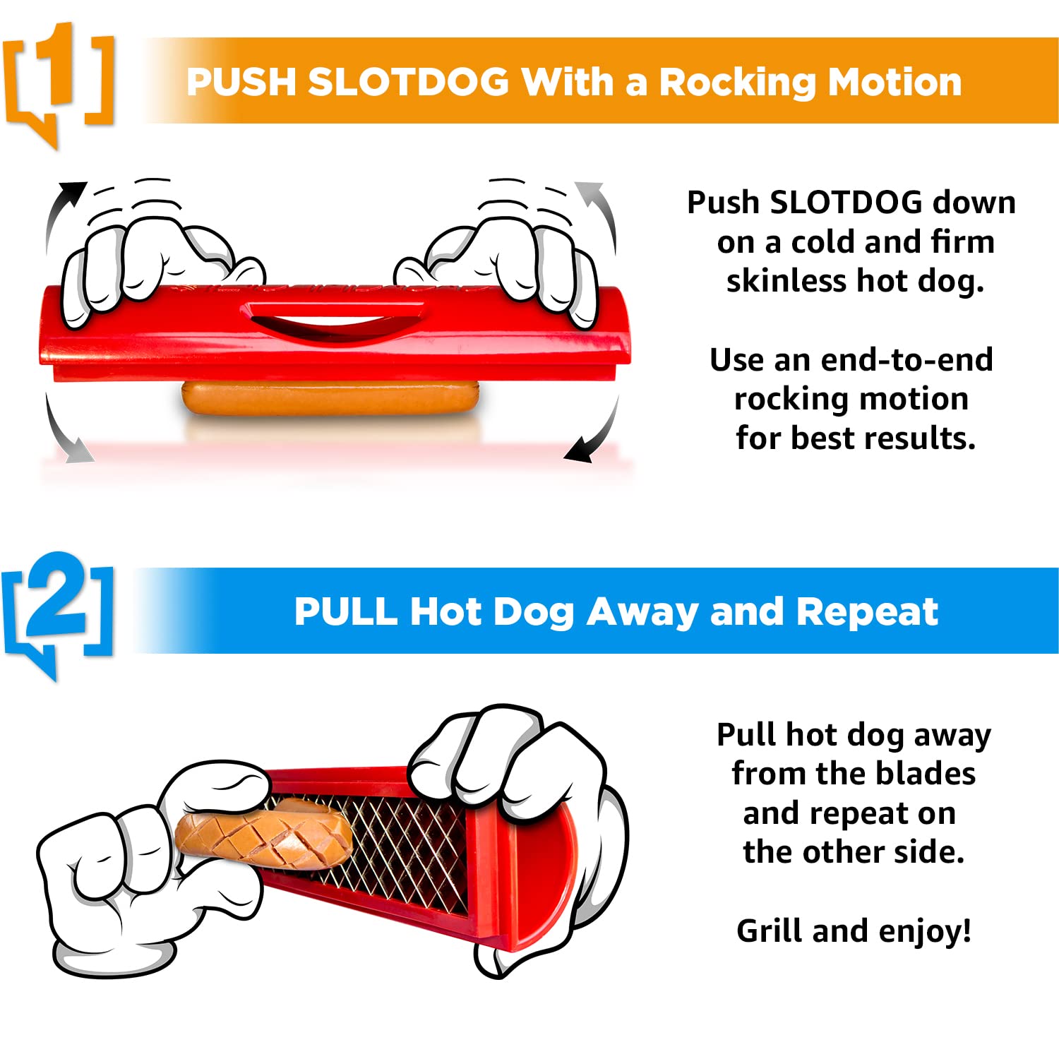 SLOTDOG stainless steel blades close-up highlight durability.