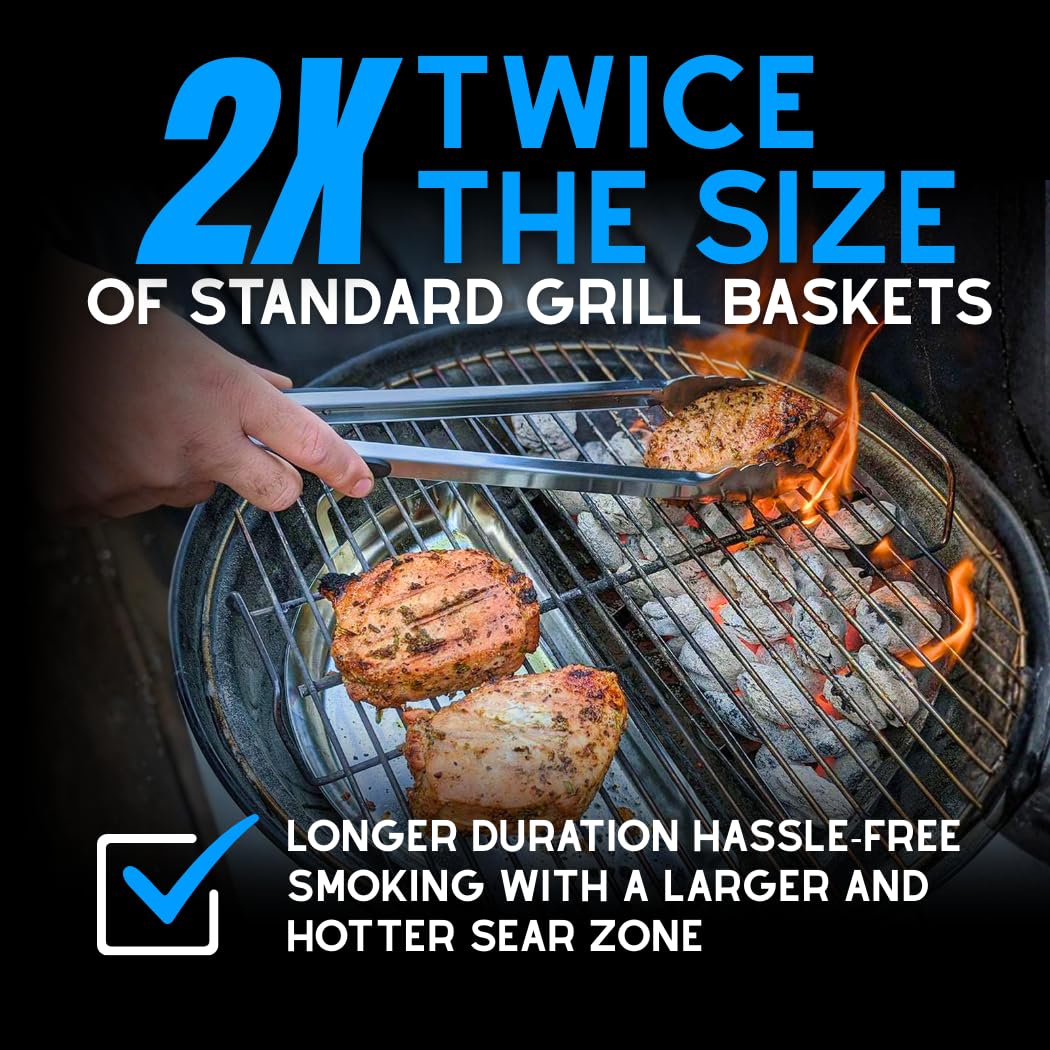 Slow N Sear airflow-optimized design improves temperature control during kettle grilling.